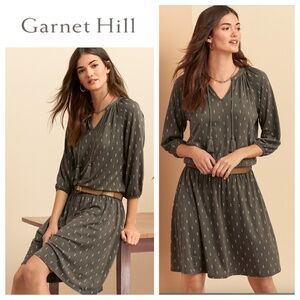 Garnet Hill Poet Dress Womens Sz Small Brown Smocked Waist Knit Boho Flowy